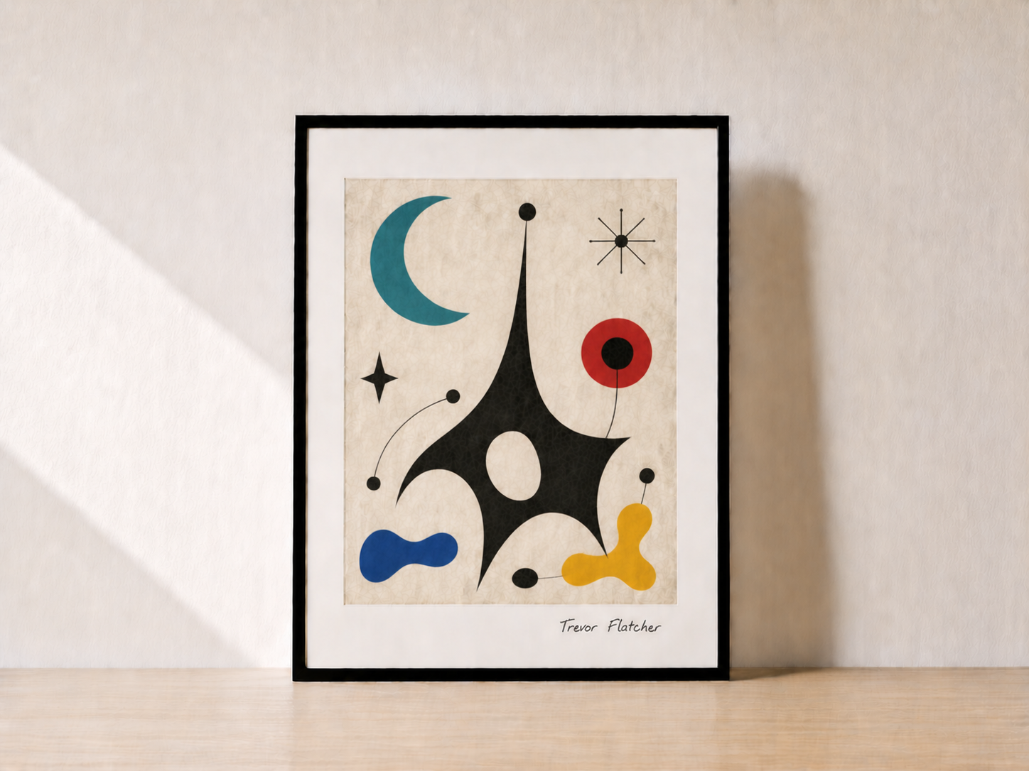 Abstract art in serene light setting