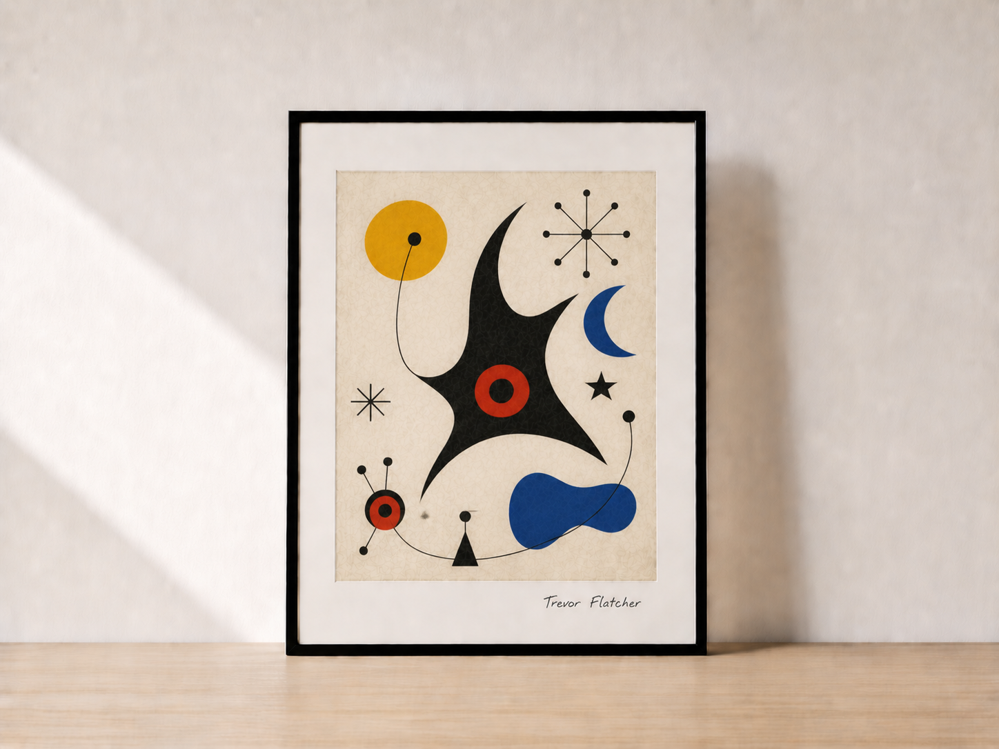 Abstract art on minimalist tabletop