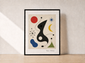 Abstract mid-century artwork on wood tabletop