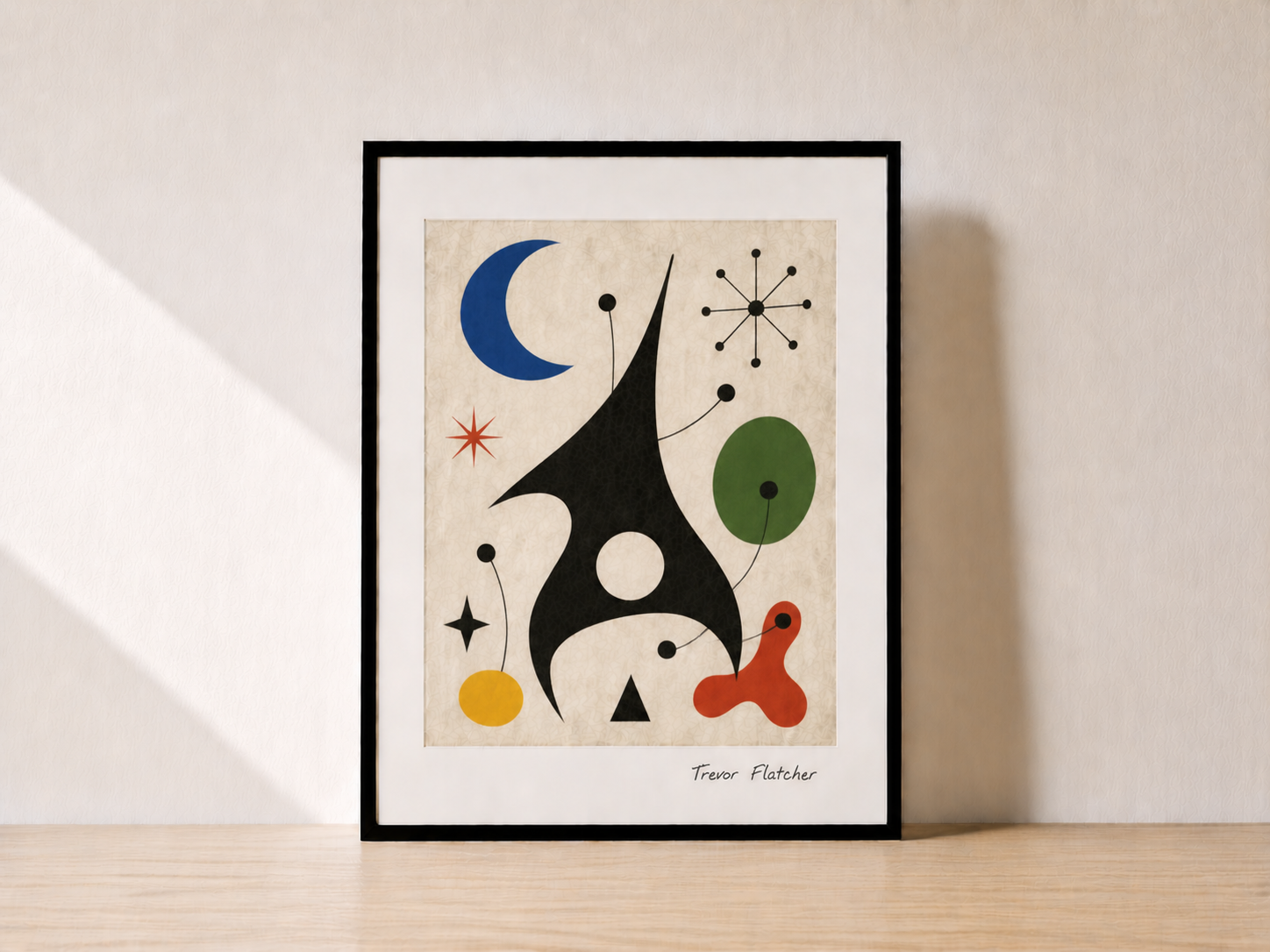Minimalist abstract art on wood table (2)