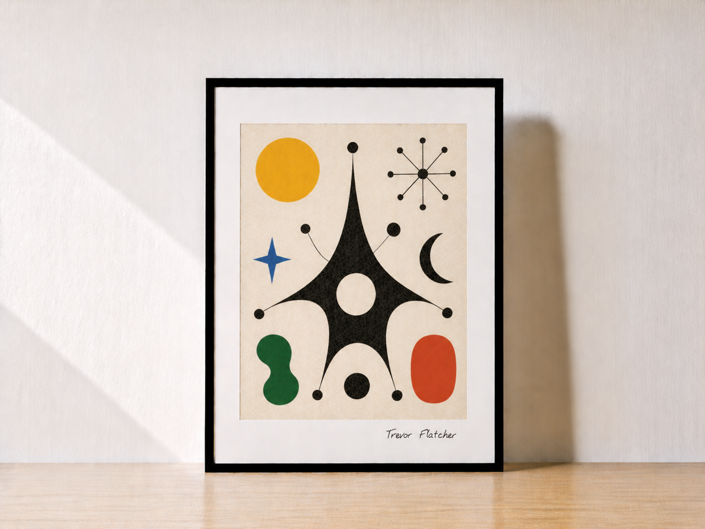 Minimalist abstract art on wood table (3)