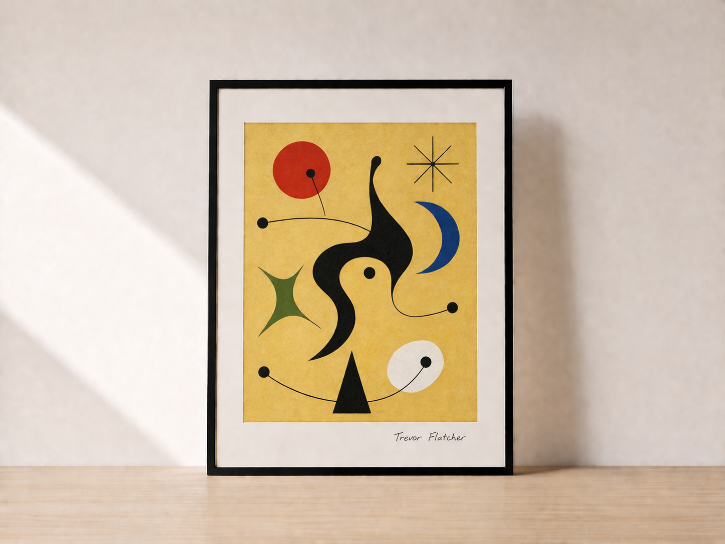 Modern abstract art in minimalist setting