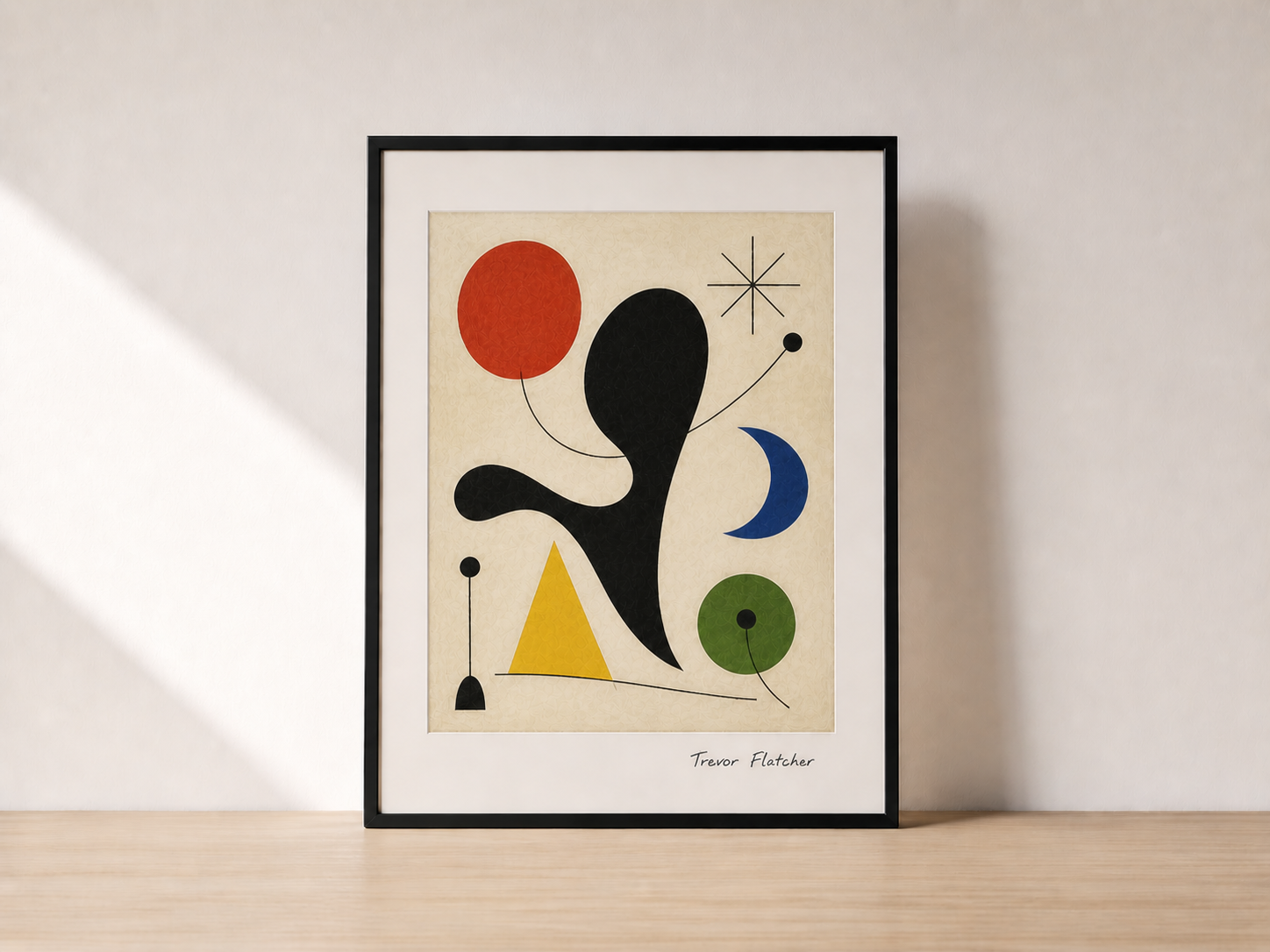 Modern abstract art in neutral setting