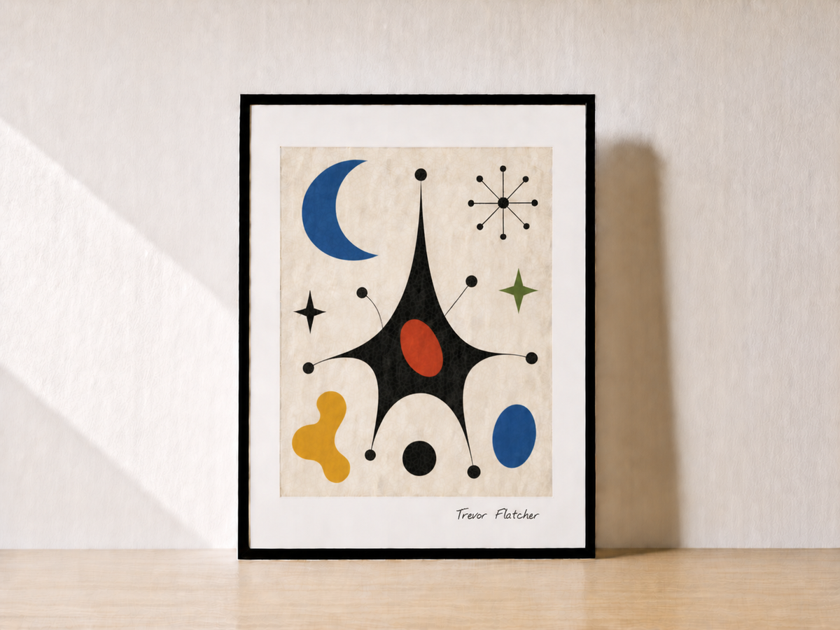Modern abstract art print on wood